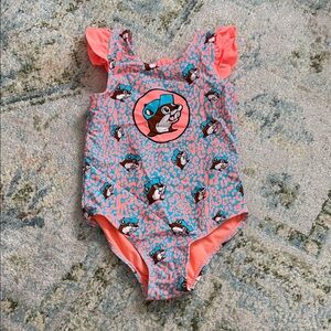 Kids Swimwear with Cartoon Print - Blue and Pink